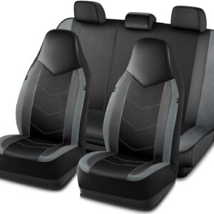 Fundas de asiento de coche de cuero PIC AUTO, diseño deportivo de fibra de carbono y malla, High-Bac...-