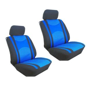 Fundas de asiento de malla para automóvil de ajuste universal negras y azules con cubiertas de reposacabezas-