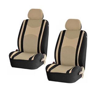 Fundas de asiento de malla para automóvil de ajuste universal negras y beige con cubiertas de reposacabezas-