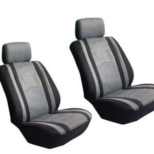Universal Fit Automotive Car Mesh Black & Gray Seat Covers W/ Head Rest Covers