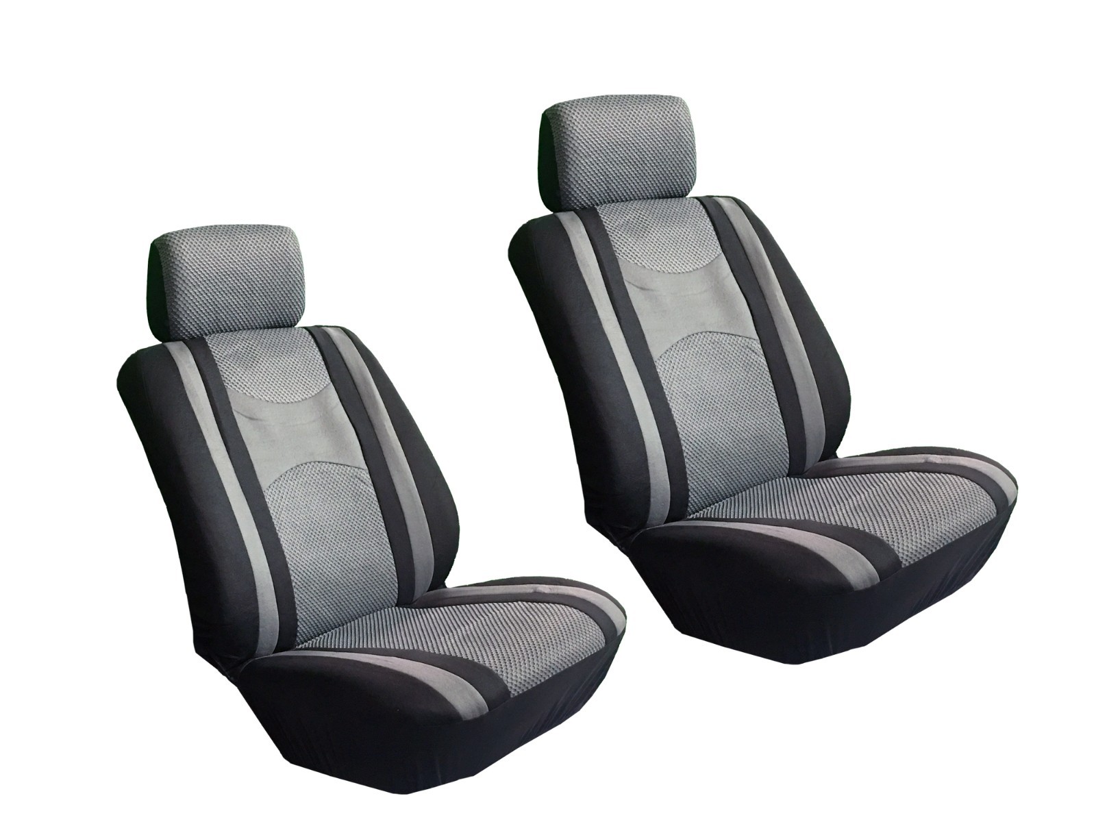 Universal Fit Automotive Car Mesh Black & Gray Seat Covers W/ Head Rest Covers
