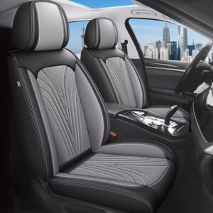 Fundas de asiento delanteras Nissan Frontier 2009‐2026 imitación cuero impermeables negro/gris-