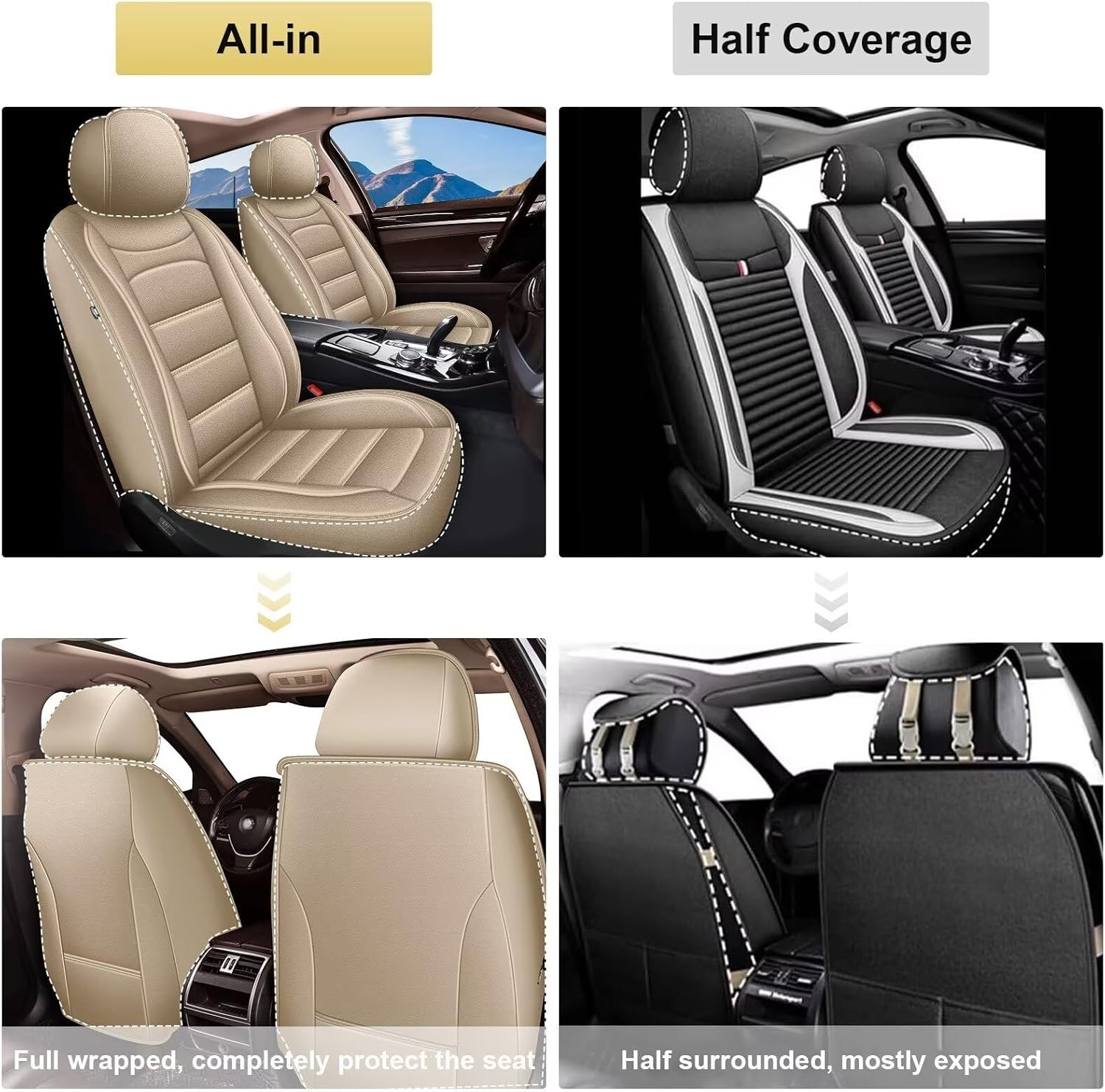 Fundas de asiento de auto aptas para Cadillac SRX 2011-2016: cuero de lujo delantero automotriz- - Image 5