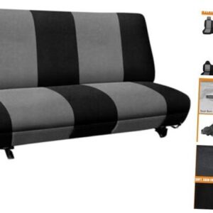 Cubierta de asiento de banco de camión sin orificio para reposacabezas, cubierta de asiento de banco negro y gris-