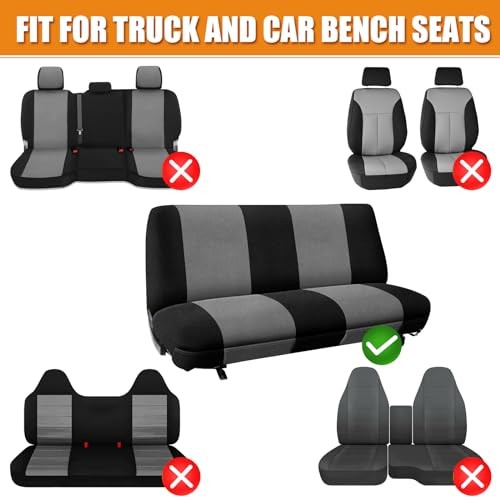 Cubierta de asiento de banco de camión sin orificio para reposacabezas, cubierta de asiento de banco negro y gris- - Image 3
