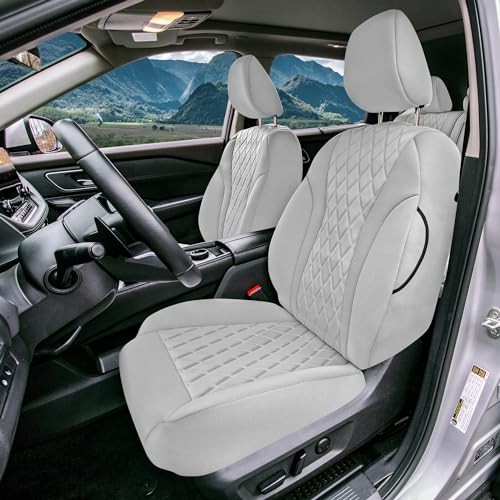 Juego de fundas de asiento de coche personalizadas hechas específicamente para 2021 gris macizo delanteras- - Image 4
