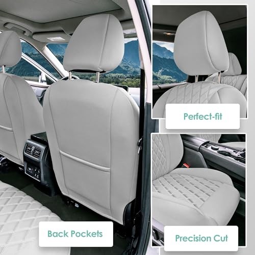 Juego de fundas de asiento de coche personalizadas hechas específicamente para 2021 gris macizo delanteras- - Image 5