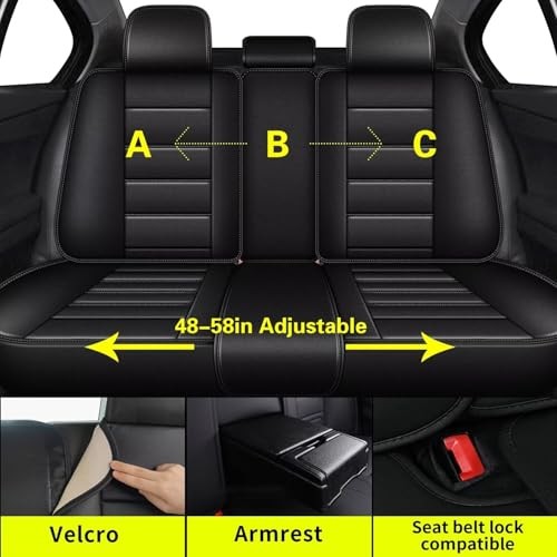 Fundas de asiento de coche aptas para Subaru Legacy 2008-2025 2026: juego completo de 5 asientos 017 negro- - Image 3
