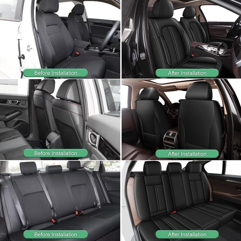 Juego completo de fundas de asiento aptas para Honda Pilot 2005-2016 funda de asiento de coche de cuero sintético - - Image 5
