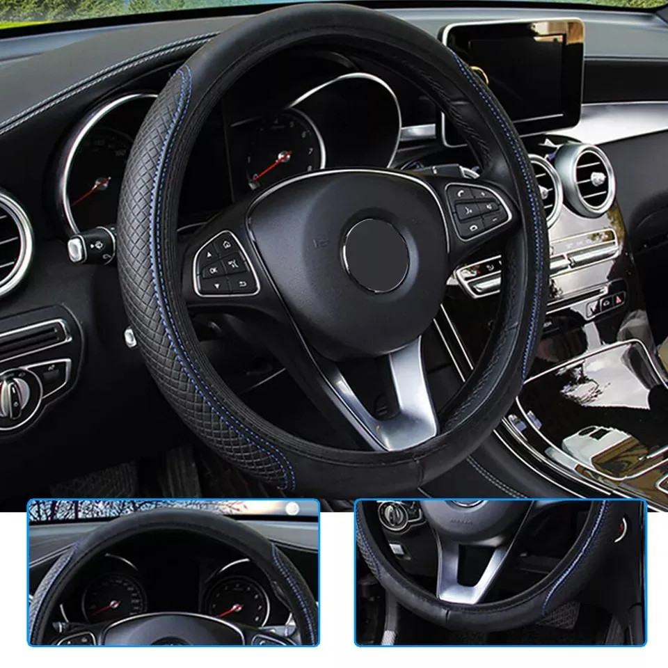 Una cómoda cubierta de volante automotriz elástica elastomérica PU suave- - Image 4