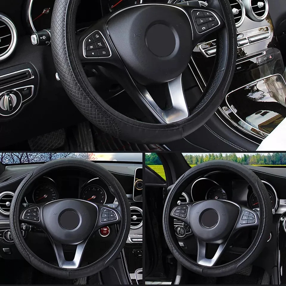Una cómoda cubierta de volante automotriz elástica elastomérica PU suave- - Image 5