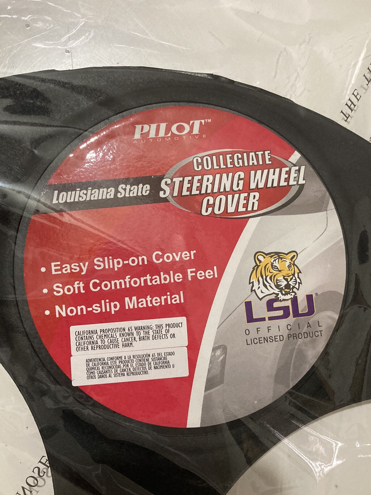 Cubierta de volante de coche universitario Pilot Automotive cuero negro Louisiana LSU- - Image 2