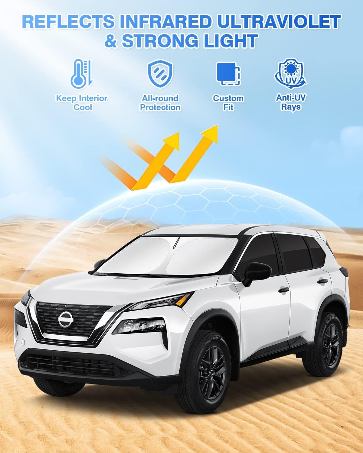 Parasoles para Nissan Rogue 2023 2022 2021 Parabrisas Parasol Ventanas Laterales y Traseras- - Image 2