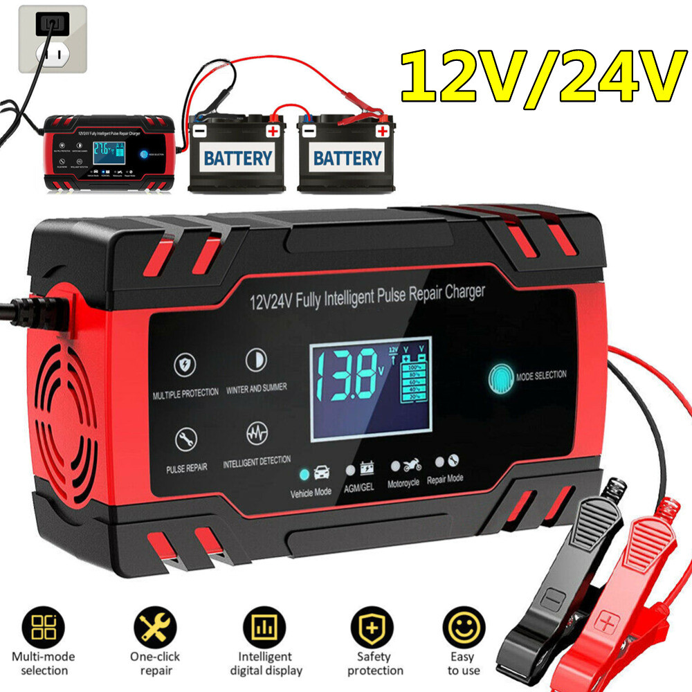 Cargador de batería inteligente para automóvil 12V 24V cargador automático de plomo para goteo- - Image 3
