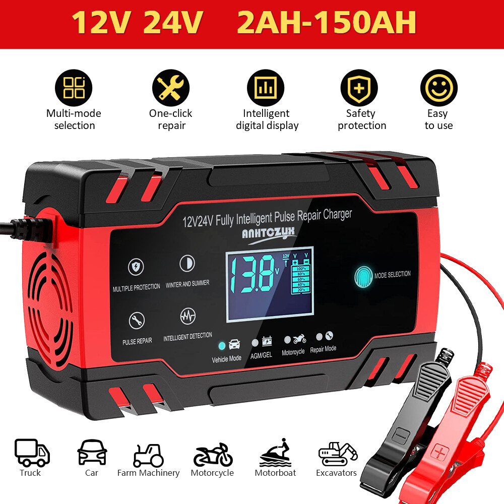 Cargador de batería inteligente para automóvil 12V 24V cargador automático de plomo para goteo- - Image 4