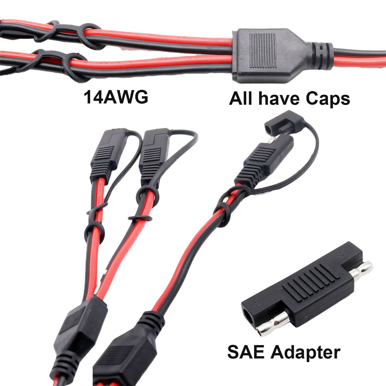 Cable conector automotriz de alimentación SAE DC batería solar 14 AWG Y 1 a 2 divisor- - Image 5