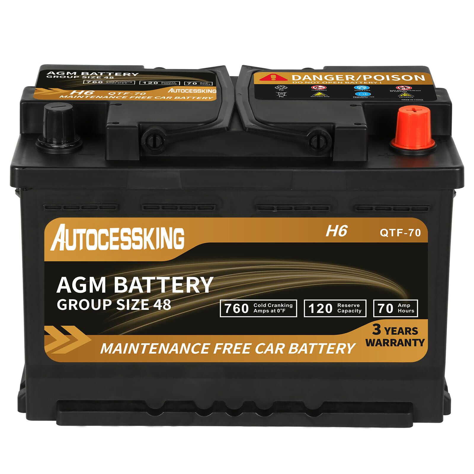 Batería AGM Platinum BCI Group 48 12v 70ah H6 Tamaño 48 Batería Automotriz Coche-
