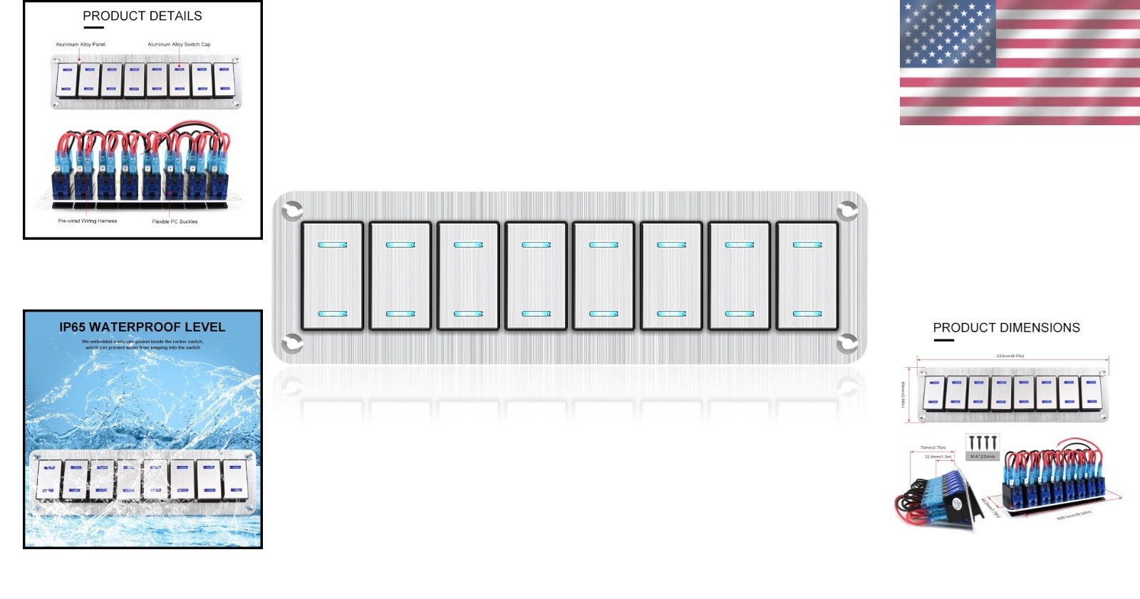 Panel Interruptor Grado Marino 8 Velocidades con Cuerpo de Aluminio Impermeable y Luces LED- - Image 2