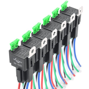 Juego de 6 arnés de interruptor de relé de fusible de 12 V 5 pines relés eléctricos automotrices SPST-