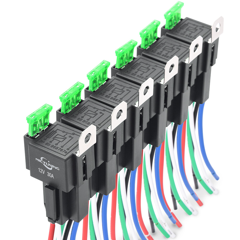 Juego de arnés de interruptor de relé de fusibles de 5 pines de 6 piezas relés eléctricos automotrices SPST de 12 V-
