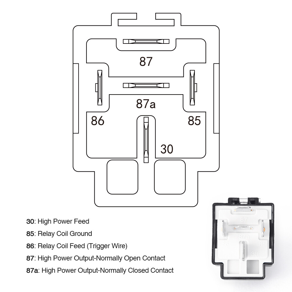 Paquete de 6 arnés de interruptor de relé de fusible de 5 pines SPST 14AWG 30A 12V cable de fusible caliente EE. UU.- - Image 4