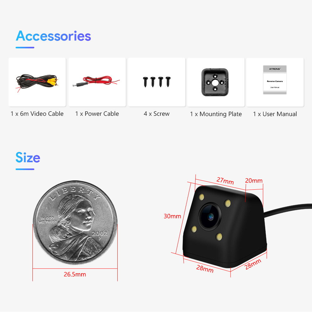 XTRONS AHD 720P Wired Car Reversing Parking Backup Camera 120° Wide Angle CMOS - Image 5