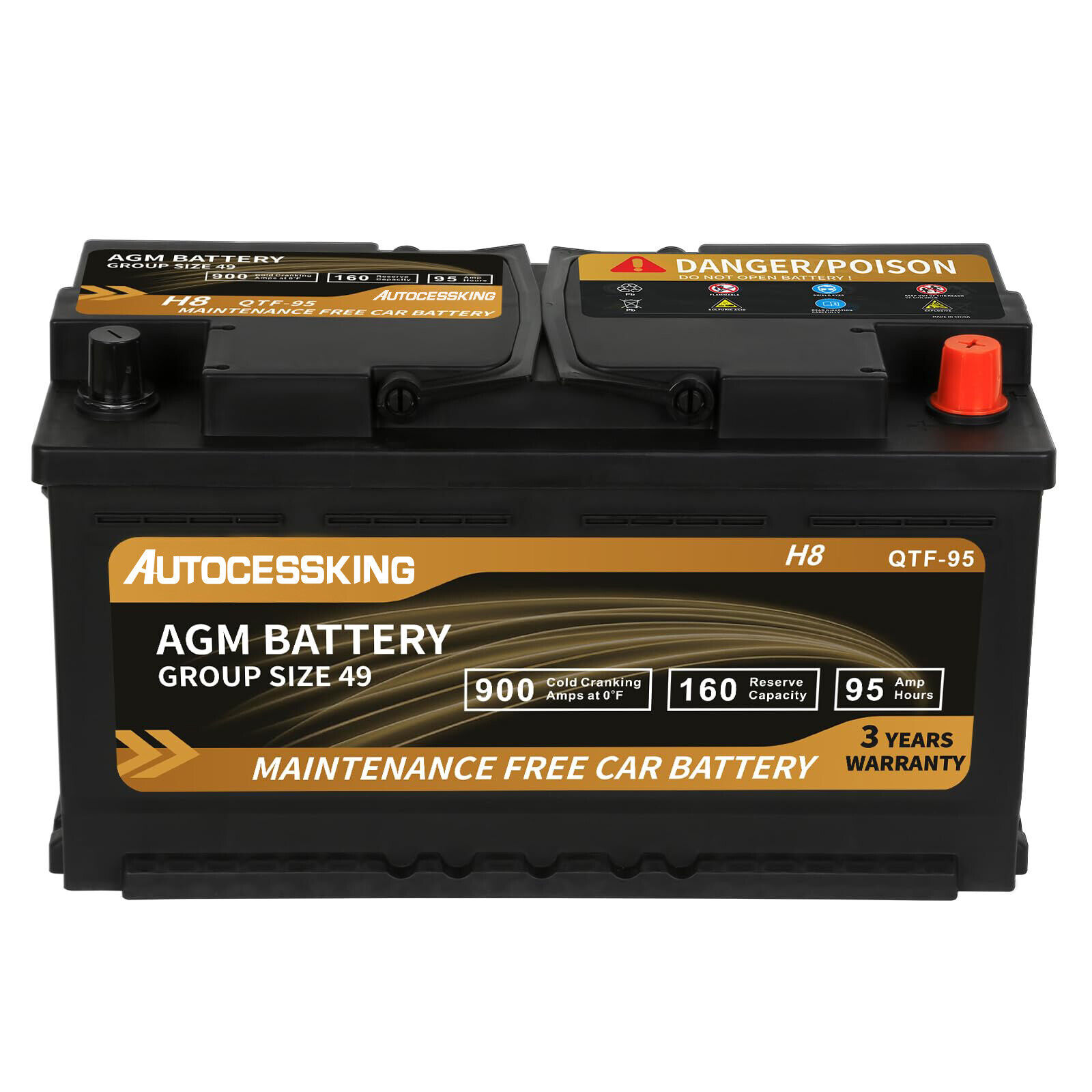 Batería Platinum AGM Grupo BCI Tamaño 49 160RC 900CCA H8 Batería Automotriz Coche-