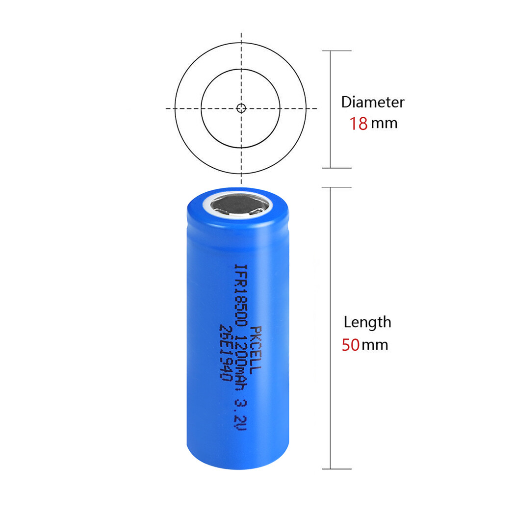 20Pcs 3.2V LiFePO4 Batteries IFR 18500 1200mAh Cell Flat Top for Outdoor Lights - Image 2