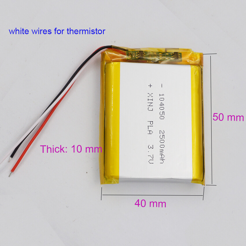 3.7V 2500mAh 9.25Wh Batería Li Recargable Lipo JST 3Pin NTC Termistor 104050- - Image 2