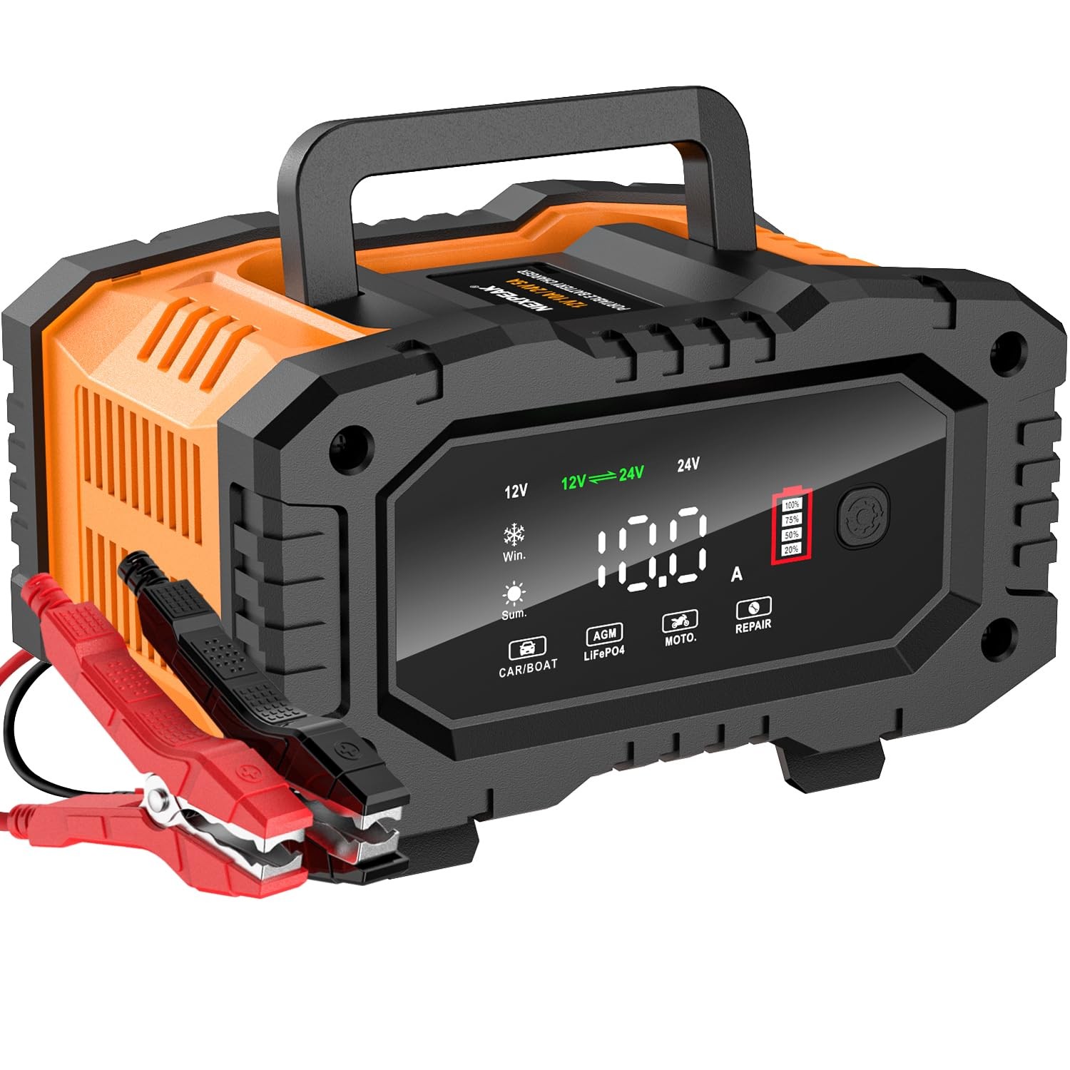 Cargador de batería de coche de 10 amperios 12 V 24 V mantenedor inteligente carga de goteo-