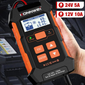 Probador de batería de coche 12V 10A 24V 5A Cargador Batería de plomo ácido Pulso Herramienta de reparación-