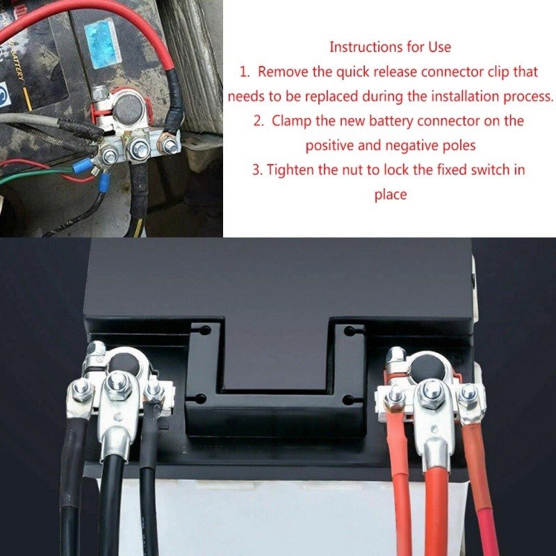 2 PIEZAS 12V Automotriz Poste Superior Batería Cable Terminales Abrazadera Conectores 3 Vías- - Image 5