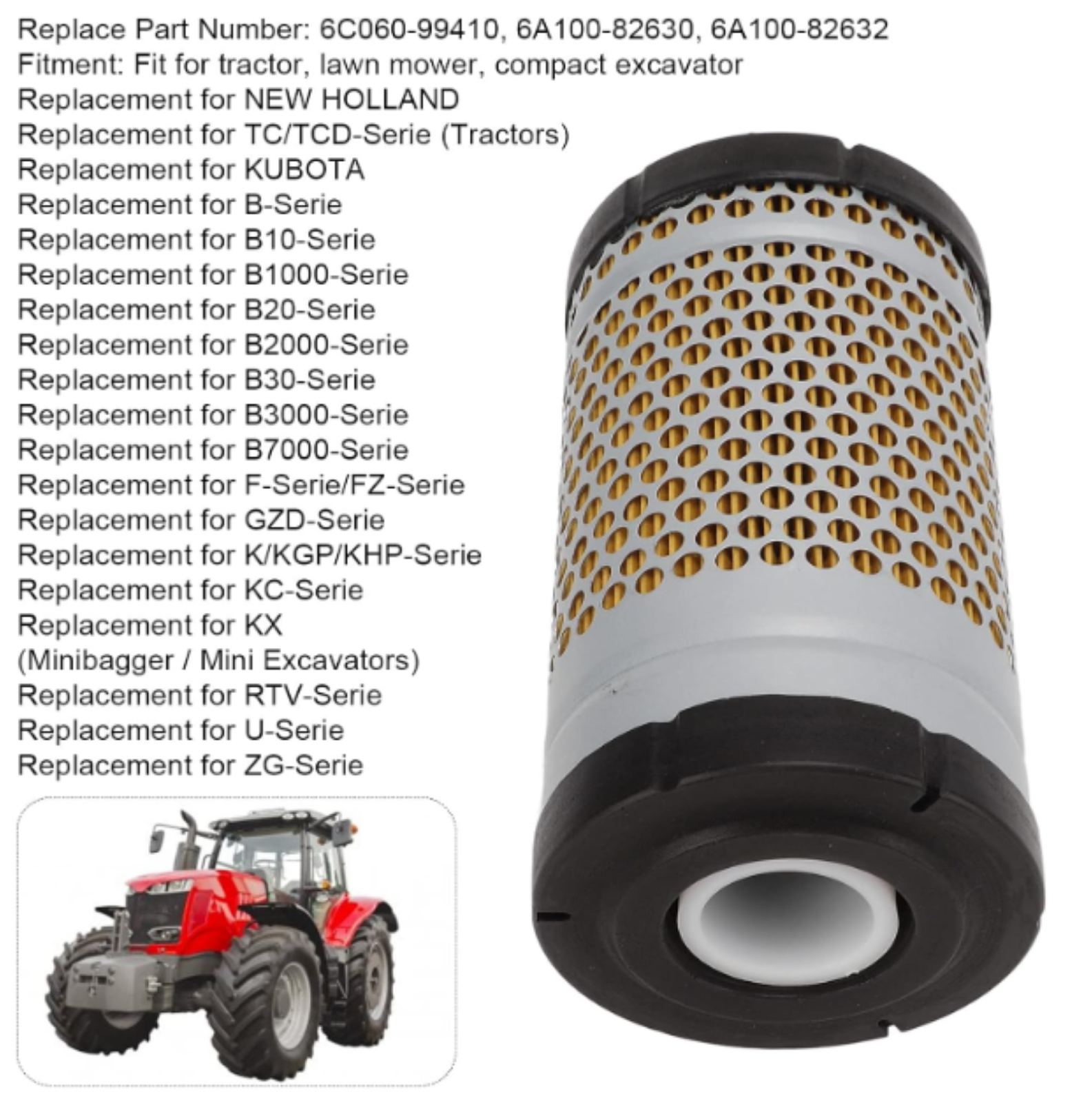 Air Filter Cleaner, 6C060‑99410 Metal Air Filter Automotive Parts Replacement - Image 2