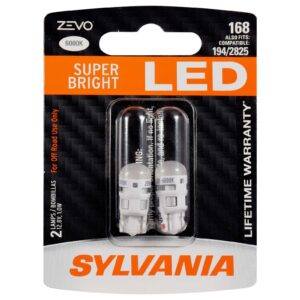 Par de bombillas LED Sylvania 168 ZEVO 6000K blanco brillante interior automotriz-