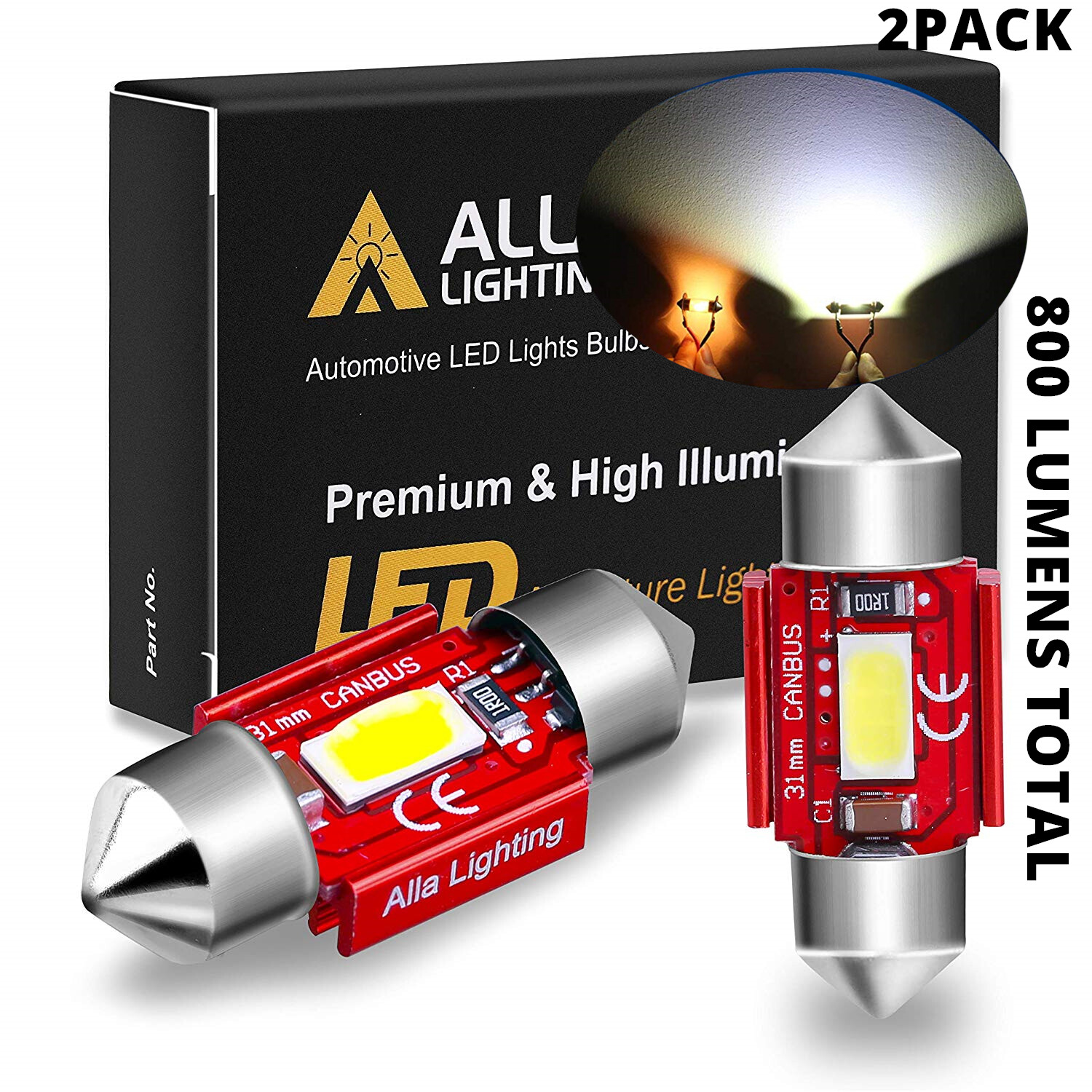 Allá Lighting LED DE3175 Interior Cortesía|Bombilla Domo Blanco Super Brillante 6K-