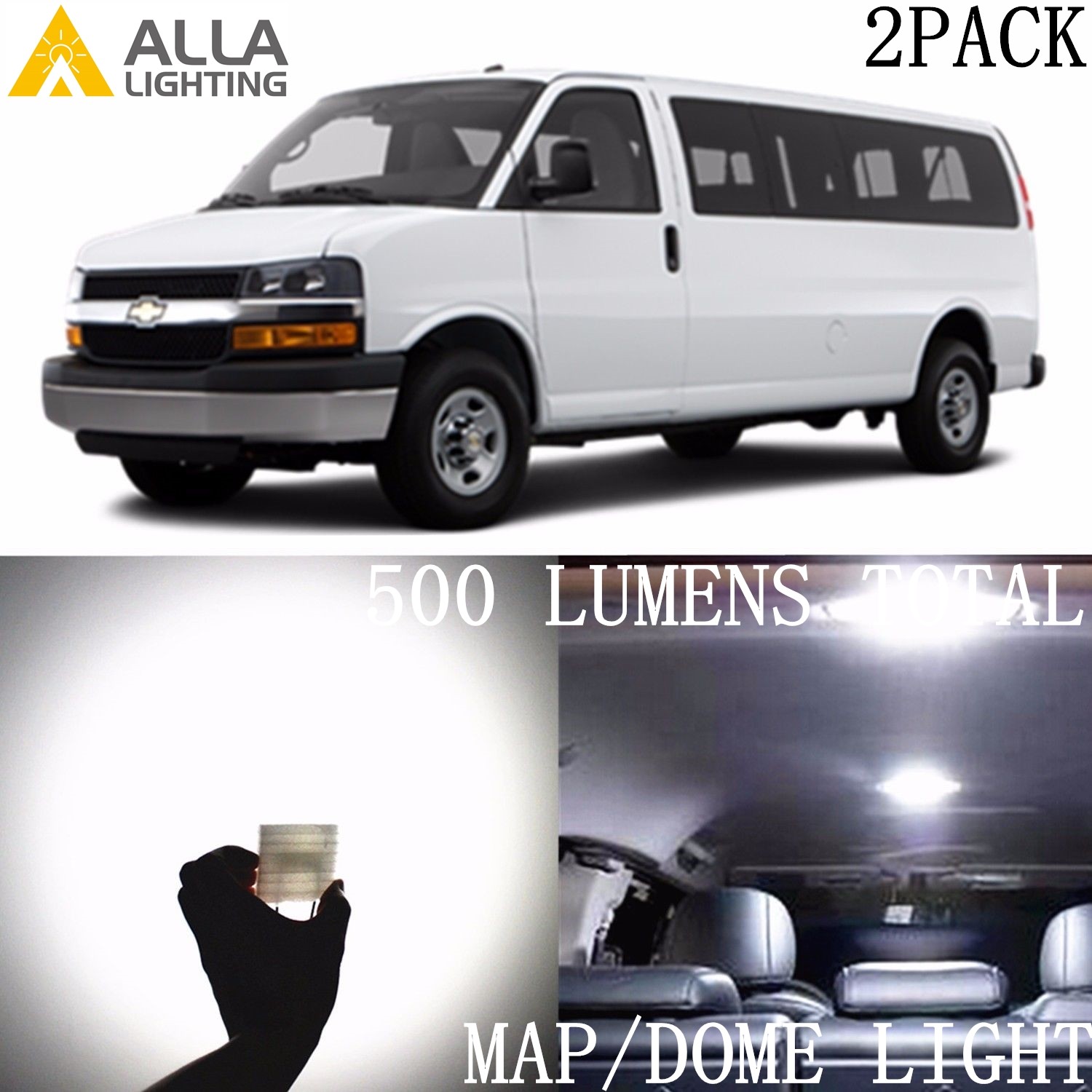 Allá Lighting LED Domo Mapa Luz Interior Bombilla Superior Lámpara para Express,Blanco-
