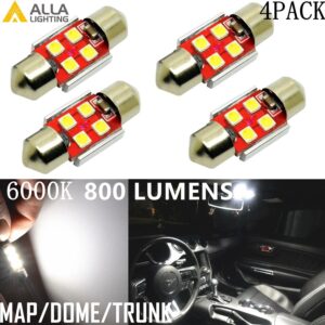Allá Lighting 800LM 3030 LED Domo Mapa Tronco Luz Festón Bombilla DE3175, Blanco, 4x-