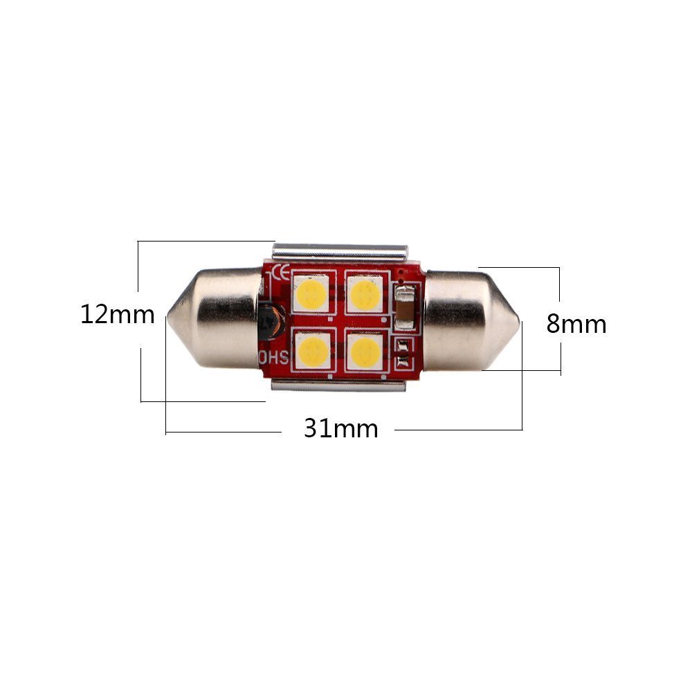Allá Lighting 800LM 3030 LED Domo Mapa Tronco Luz Festón Bombilla DE3175, Blanco, 4x- - Image 5