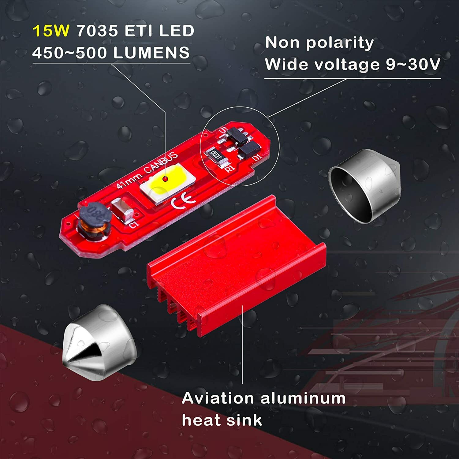 AllaLighting 561 LED Interior Domo Mapa Cortesía Bombilla Superior, Blanco Brillante- - Image 5