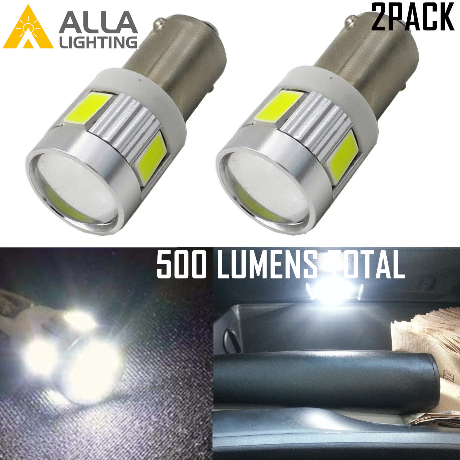 Bombilla domo Allá Lighting BA9S súper brillante BA9 53 57 189|Mapa 6000K blanco 2x-