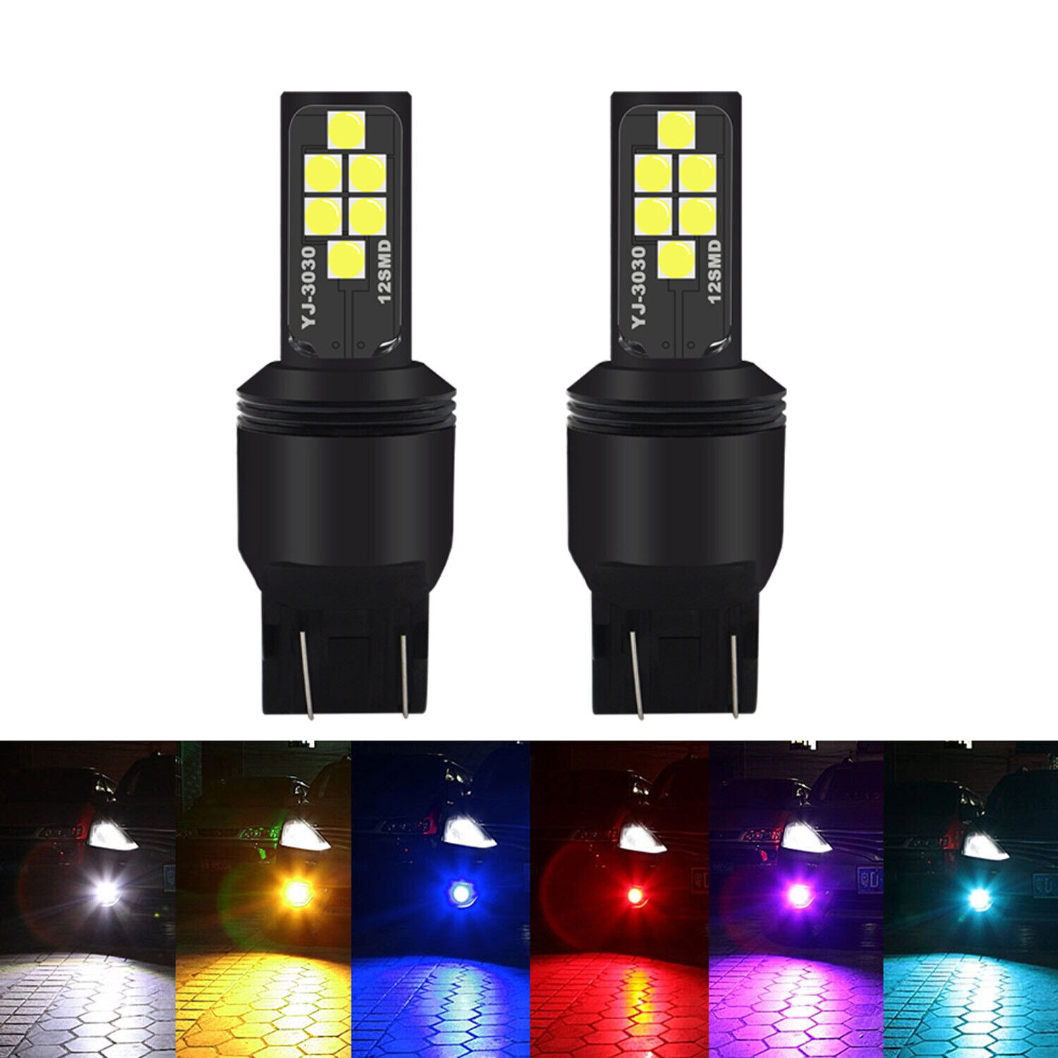 G4 AUTOMOTRIZ 2x 7440 7443 Bombillas LED 3030 Alto Brillo Colorido Luz Trasera de Freno-