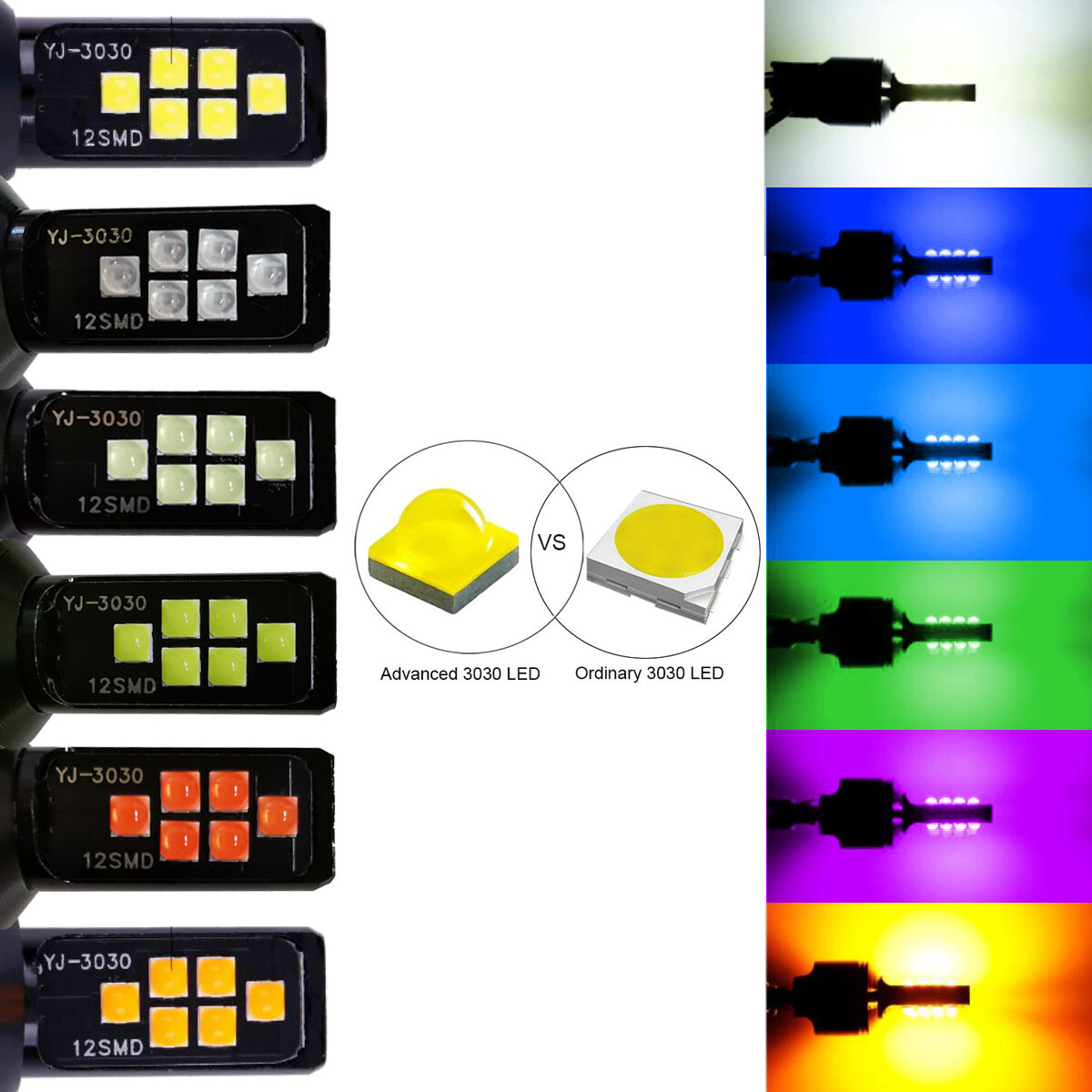 Bombilla antiniebla LED G4 automotriz 2x H11 SMD 3030 alto brillo colorido lámpara DRL- - Image 5
