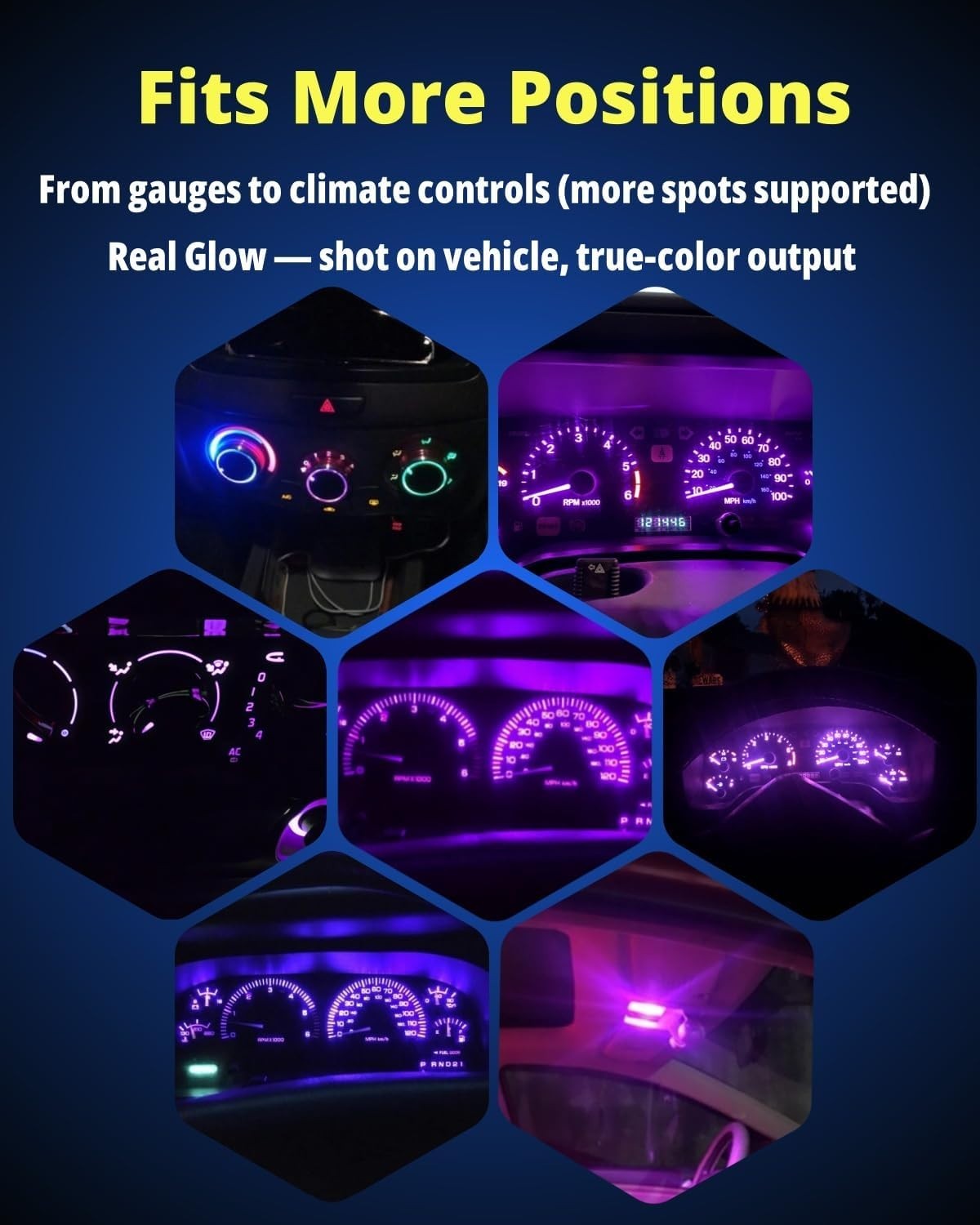 74 bombillas LED de larga duración para mayor visibilidad - Kit automotriz púrpura- - Image 3