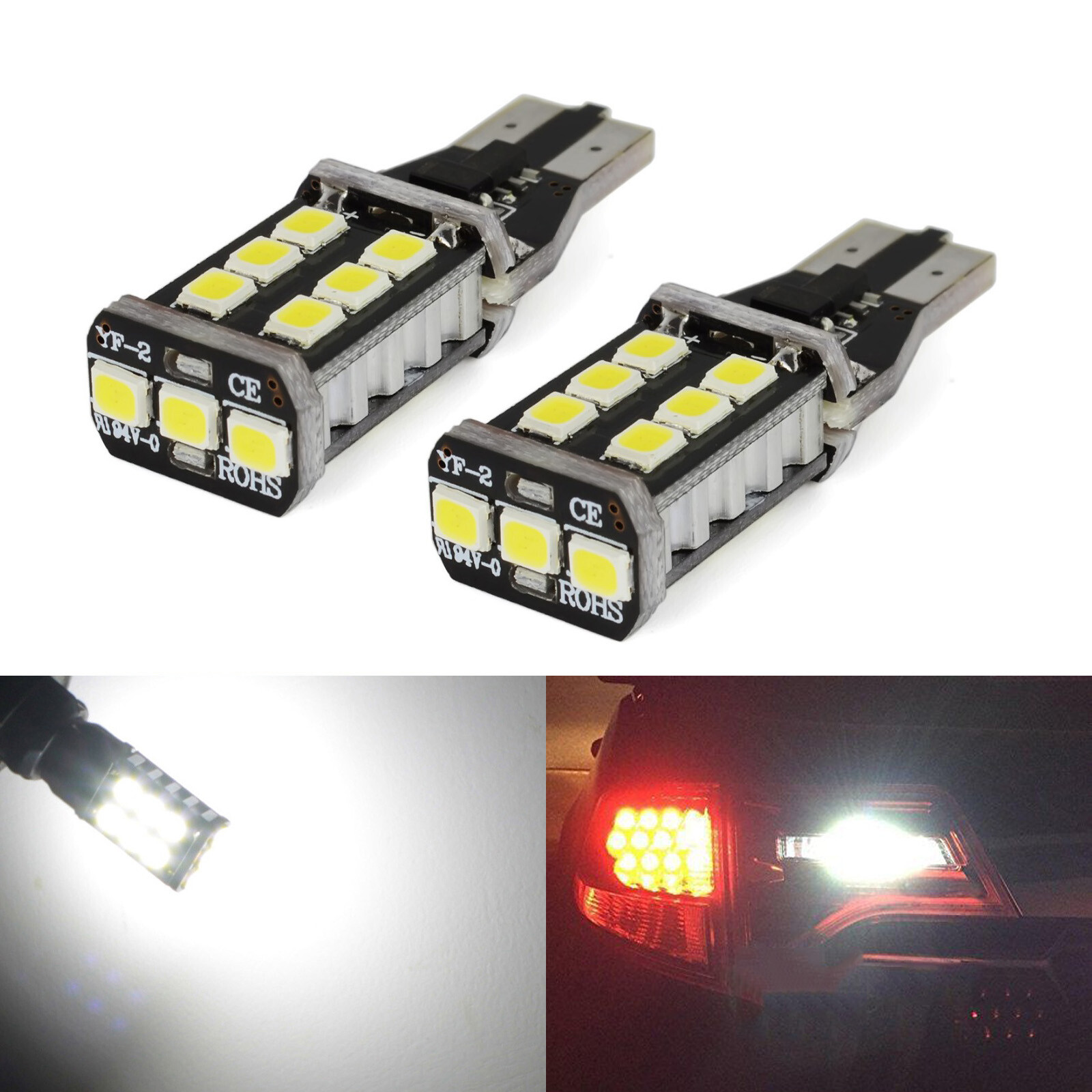G4 AUTOMOTRIZ 2x T15 921 CANBUS LED Bombillas 2835 SMD 12V Luz de Respaldo Blanco Frío-