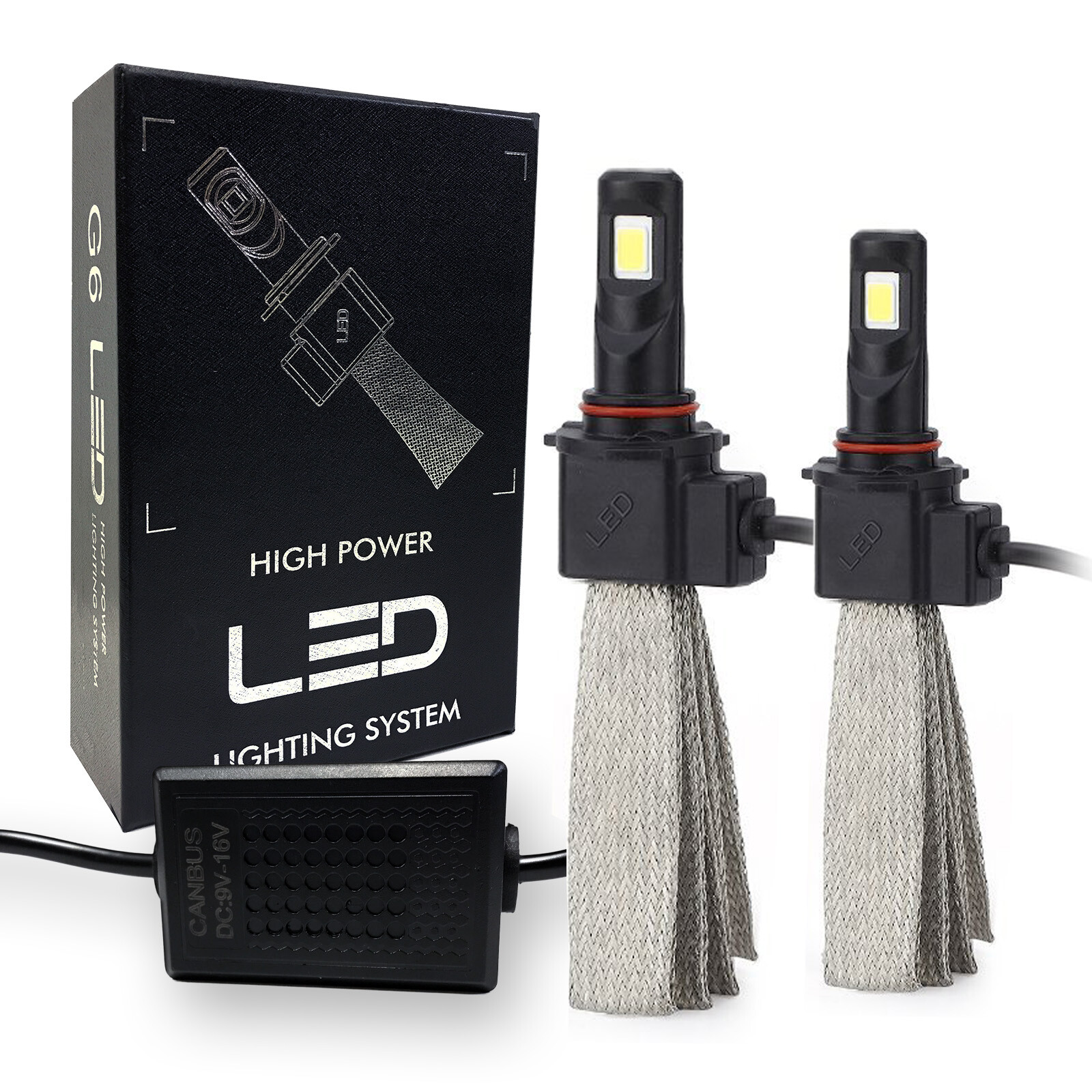 Kit de faros LED sin ventilador G4 Automotive 2x HB3 9005 60W bombillas blancas brillantes 6000K-