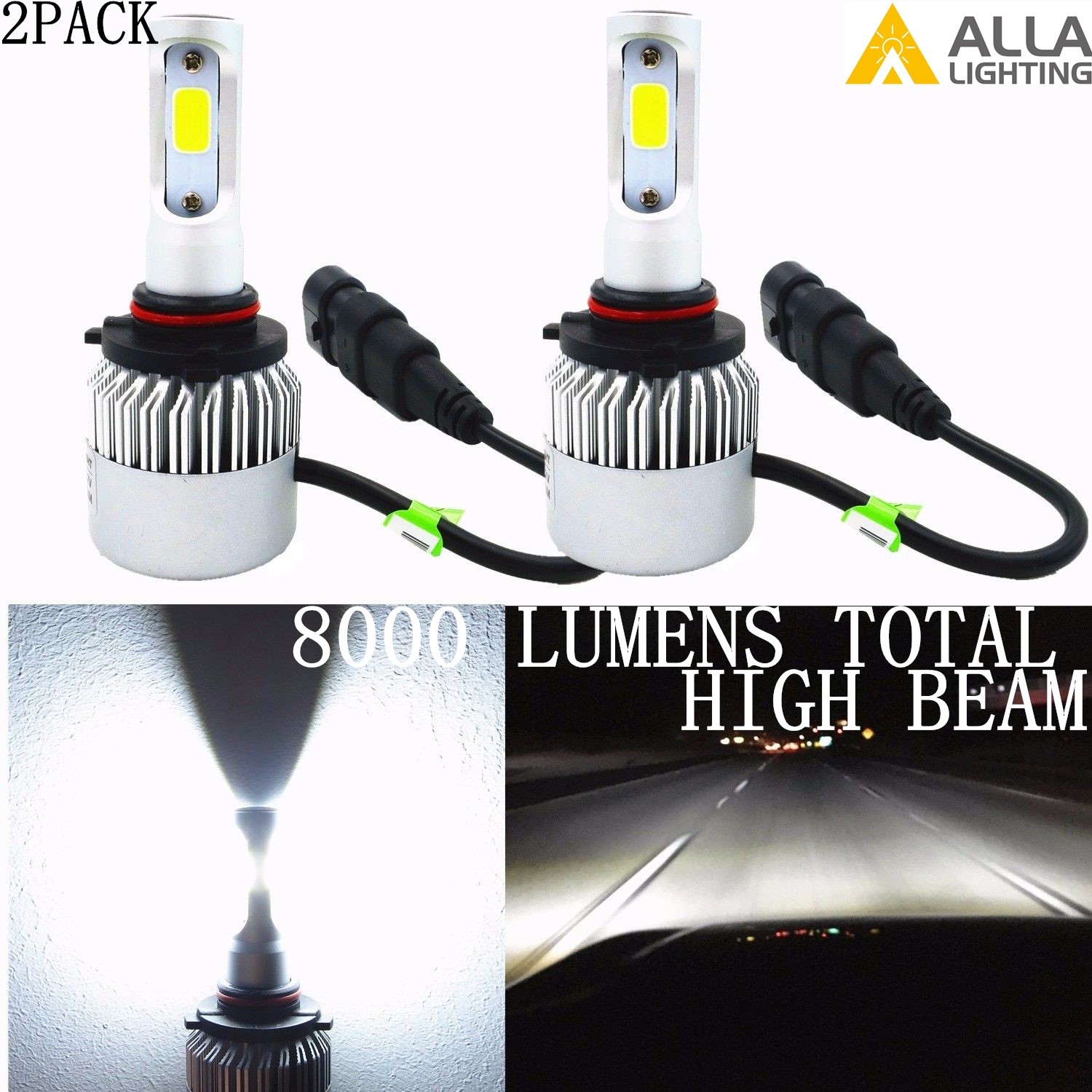 Kits de conversión de luces altas mini bombillas LED blancas Allá Lighting, 9005 HB3-