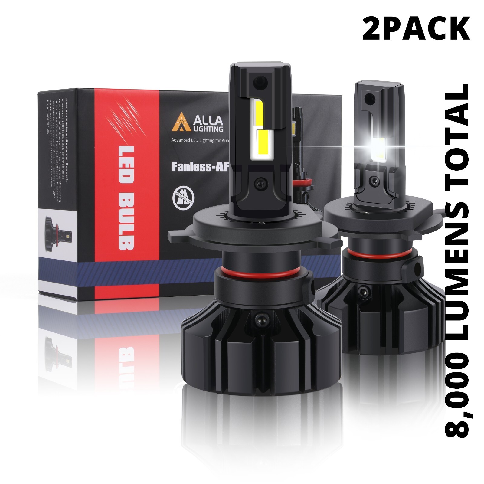 Kits de conversión de faros LED Allá Lighting H4 bombillas color blanco brillante-