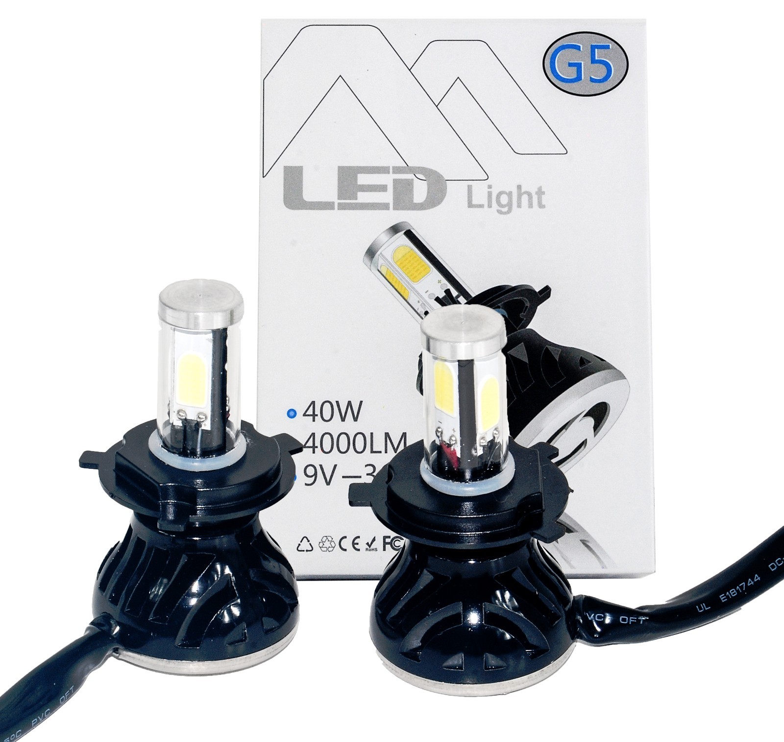 Kit de faros LED automotrices H4 Hi/Lo 40W 4 caras doble haz blanco amarillo azul-