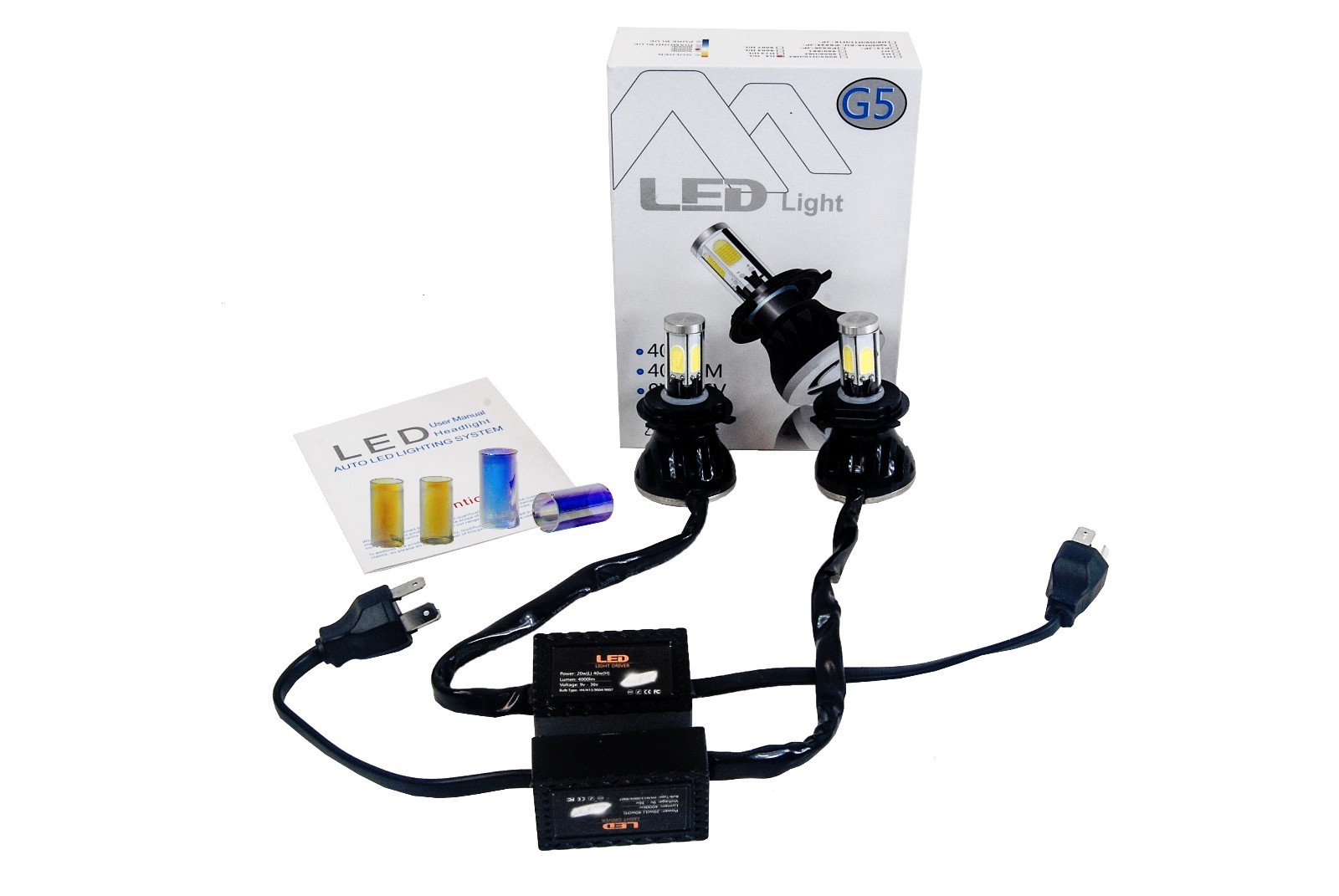 Kit de faros LED automotrices H4 Hi/Lo 40W 4 caras doble haz blanco amarillo azul- - Image 2