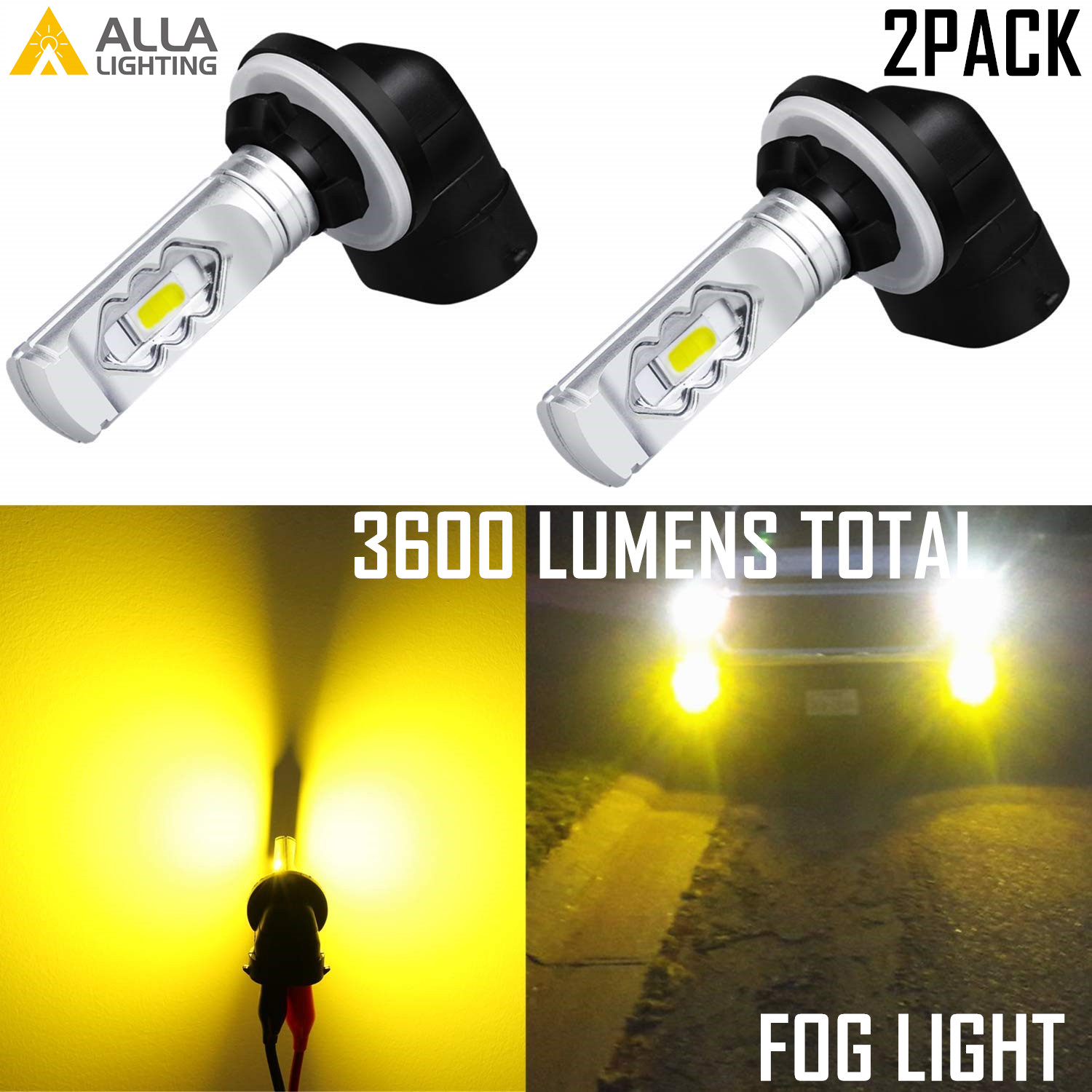 Bombilla antiniebla Allá Lighting 898 881 56-LED amarillo dorado alta viabilidad, nieve -